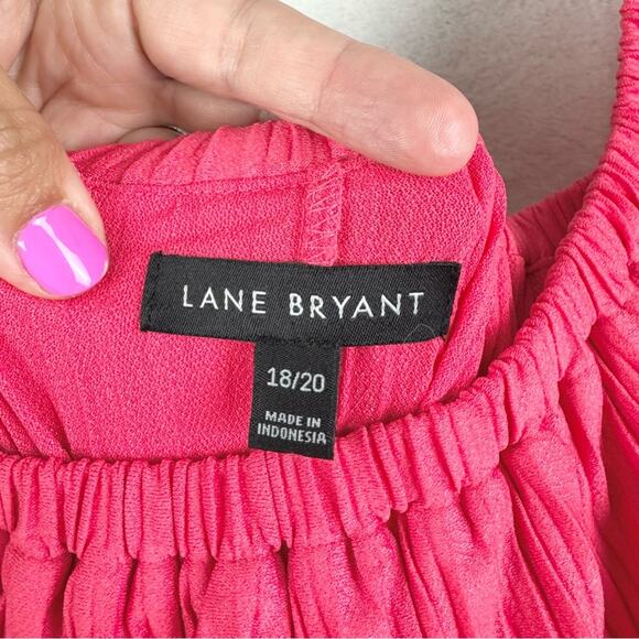 Lane Bryant Convertible Off-The-Shoulder Pleated Midi Dress In Rouge Red 18/20 - Picture 11 of 15